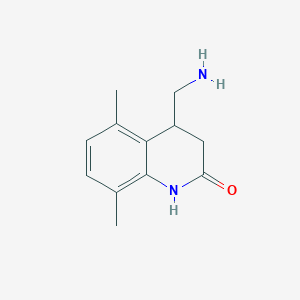 molecular formula C12H16N2O B13078479 4-(Aminomethyl)-5,8-dimethyl-1,2,3,4-tetrahydroquinolin-2-one 