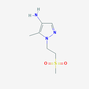 molecular formula C7H13N3O2S B13078494 1-(2-methanesulfonylethyl)-5-methyl-1H-pyrazol-4-amine 