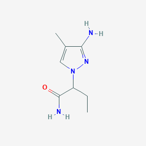 molecular formula C8H14N4O B13078531 2-(3-amino-4-methyl-1H-pyrazol-1-yl)butanamide 