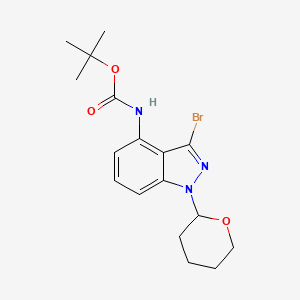 molecular formula C17H22BrN3O3 B13078555 tert-Butyl (3-bromo-1-(tetrahydro-2H-pyran-2-yl)-1H-indazol-4-yl)carbamate 