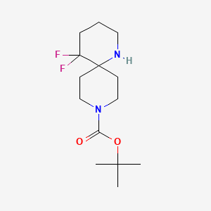 molecular formula C14H24F2N2O2 B13078560 tert-Butyl5,5-difluoro-1,9-diazaspiro[5.5]undecane-9-carboxylate 