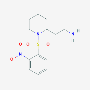 molecular formula C13H19N3O4S B13078572 2-[1-(2-Nitrobenzenesulfonyl)piperidin-2-yl]ethan-1-amine 