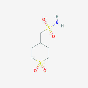 molecular formula C6H13NO4S2 B13078577 (1,1-Dioxo-1lambda6-thian-4-yl)methanesulfonamide 