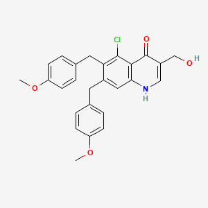 molecular formula C26H24ClNO4 B13078606 5-Chloro-3-(hydroxymethyl)-6,7-bis(4-methoxybenzyl)quinolin-4(1H)-one CAS No. 1624262-29-8