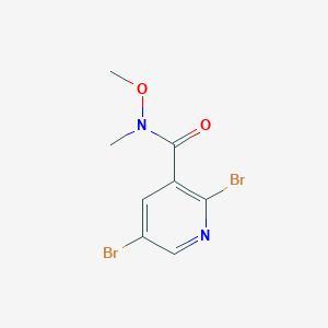 molecular formula C8H8Br2N2O2 B13078613 2,5-Dibromo-N-methoxy-N-methylnicotinamide CAS No. 1394291-26-9