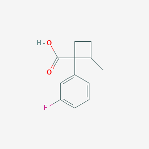 molecular formula C12H13FO2 B13078651 1-(3-Fluorophenyl)-2-methylcyclobutane-1-carboxylic acid 