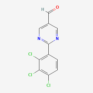 molecular formula C11H5Cl3N2O B13078653 2-(2,3,4-Trichlorophenyl)pyrimidine-5-carboxaldehyde 