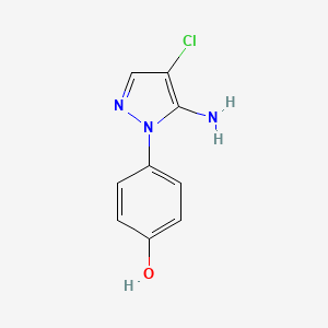 molecular formula C9H8ClN3O B13078667 4-(5-Amino-4-chloro-1H-pyrazol-1-yl)phenol 