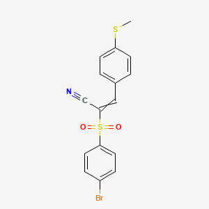 molecular formula C16H12BrNO2S2 B1307872 (Z)-2-[(4-bromophenyl)sulfonyl]-3-[4-(methylsulfanyl)phenyl]-2-propenenitrile 