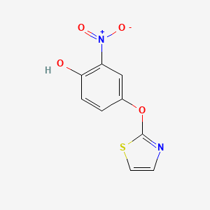 molecular formula C9H6N2O4S B13078737 2-Nitro-4-(1,3-thiazol-2-yloxy)phenol 