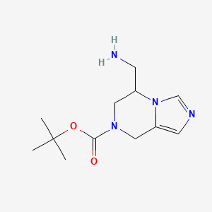 molecular formula C12H20N4O2 B13078743 tert-Butyl 5-(aminomethyl)-5,6-dihydroimidazo[1,5-a]pyrazine-7(8H)-carboxylate 