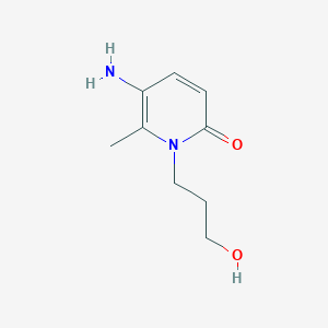 molecular formula C9H14N2O2 B13078782 5-Amino-1-(3-hydroxypropyl)-6-methyl-1,2-dihydropyridin-2-one 