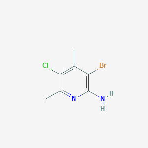 molecular formula C7H8BrClN2 B13078793 3-Bromo-5-chloro-4,6-dimethylpyridin-2-amine 