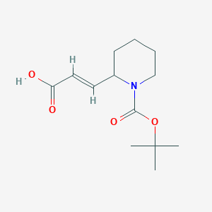 molecular formula C13H21NO4 B13078800 (E)-3-(1-(tert-Butoxycarbonyl)piperidin-2-yl)acrylic acid 