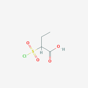 molecular formula C4H7ClO4S B13078815 2-(Chlorosulfonyl)butanoic acid 