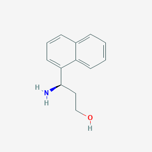 molecular formula C13H15NO B13078827 (3R)-3-Amino-3-(naphthalen-1-YL)propan-1-OL 