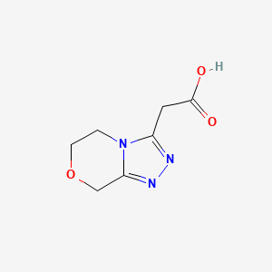 molecular formula C7H9N3O3 B13078834 2-(6,8-dihydro-5H-[1,2,4]triazolo[3,4-c][1,4]oxazin-3-yl)acetic acid 