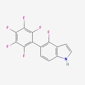 molecular formula C14H5F6N B13078993 4-Fluoro-5-(perfluorophenyl)indole 