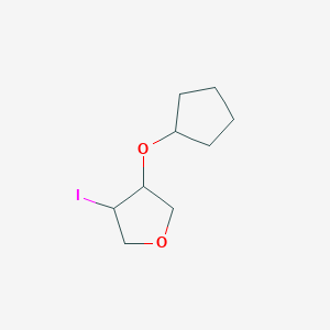 molecular formula C9H15IO2 B13079002 3-(Cyclopentyloxy)-4-iodooxolane 