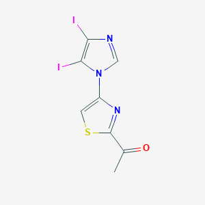 molecular formula C8H5I2N3OS B13079009 1-[4-(4,5-Diiodo-1H-imidazol-1-yl)-1,3-thiazol-2-yl]ethan-1-one 