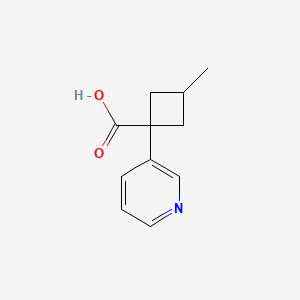 molecular formula C11H13NO2 B13079011 3-Methyl-1-(pyridin-3-yl)cyclobutane-1-carboxylic acid 