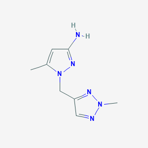 molecular formula C8H12N6 B13079038 5-Methyl-1-[(2-methyl-2H-1,2,3-triazol-4-yl)methyl]-1H-pyrazol-3-amine 