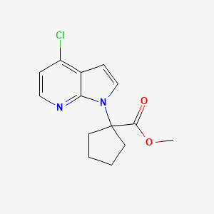 molecular formula C14H15ClN2O2 B13079063 Methyl 1-{4-chloro-1H-pyrrolo[2,3-b]pyridin-1-yl}cyclopentane-1-carboxylate 