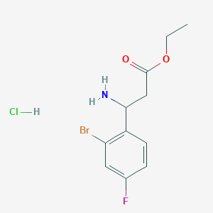 molecular formula C11H14BrClFNO2 B13079094 Ethyl 3-amino-3-(2-bromo-4-fluorophenyl)propanoate hydrochloride CAS No. 502842-69-5