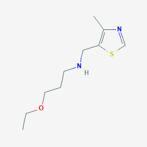 molecular formula C10H18N2OS B13079112 (3-Ethoxypropyl)[(4-methyl-1,3-thiazol-5-yl)methyl]amine 