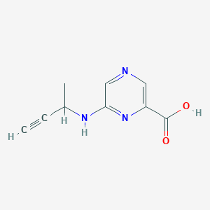 molecular formula C9H9N3O2 B13079128 6-[(But-3-yn-2-yl)amino]pyrazine-2-carboxylic acid 