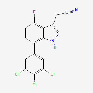 molecular formula C16H8Cl3FN2 B13079161 4-Fluoro-7-(3,4,5-trichlorophenyl)indole-3-acetonitrile 