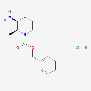 molecular formula C14H21ClN2O2 B13079205 rel-(2S,3S)-Benzyl3-amino-2-methylpiperidine-1-carboxylatehydrochloride 