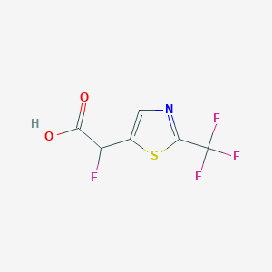 molecular formula C6H3F4NO2S B13079264 2-Fluoro-2-[2-(trifluoromethyl)-1,3-thiazol-5-yl]acetic acid 