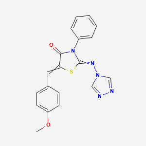 molecular formula C19H15N5O2S B1307934 5-[(Z)-(4-methoxyphenyl)methylidene]-3-phenyl-2-(4H-1,2,4-triazol-4-ylimino)-1,3-thiazolan-4-one 