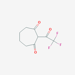 molecular formula C9H9F3O3 B13079467 2-(Trifluoroacetyl)cycloheptane-1,3-dione 