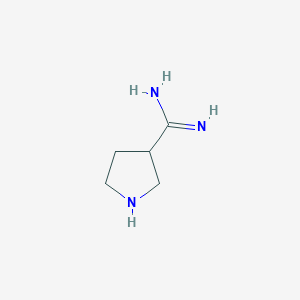 molecular formula C5H11N3 B13079486 Pyrrolidine-3-carboximidamide 