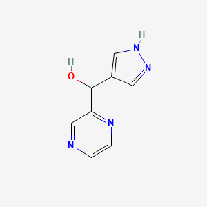 molecular formula C8H8N4O B13079521 (Pyrazin-2-yl)(1H-pyrazol-4-yl)methanol 