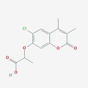 molecular formula C14H13ClO5 B1307955 2-((6-氯-3,4-二甲基-2-氧代-2H-香豆素-7-基)氧基)丙酸 CAS No. 853892-42-9