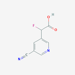 molecular formula C8H5FN2O2 B13079602 2-(5-Cyanopyridin-3-yl)-2-fluoroacetic acid 