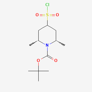 molecular formula C12H22ClNO4S B13079609 Tert-butyl cis-4-chlorosulfonyl-2,6-dimethyl-piperidine-1-carboxylate 