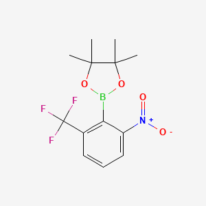 molecular formula C13H15BF3NO4 B13079625 4,4,5,5-Tetramethyl-2-(2-nitro-6-(trifluoromethyl)phenyl)-1,3,2-dioxaborolane 