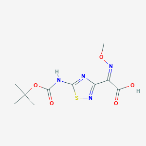 molecular formula C10H14N4O5S B13079626 (2E)-2-methoxyimino-2-[5-[(2-methylpropan-2-yl)oxycarbonylamino]-1,2,4-thiadiazol-3-yl]acetic acid 