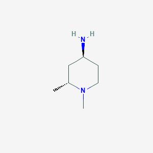 molecular formula C7H16N2 B13079694 Trans-1,2-dimethylpiperidin-4-amine 