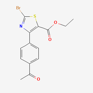 molecular formula C14H12BrNO3S B13079722 Ethyl 4-(4-acetylphenyl)-2-bromothiazole-5-carboxylate 