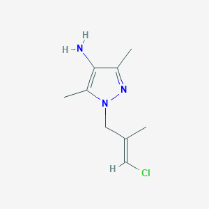 molecular formula C9H14ClN3 B13079733 1-(3-Chloro-2-methylprop-2-en-1-yl)-3,5-dimethyl-1H-pyrazol-4-amine 