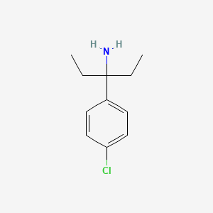 molecular formula C11H16ClN B13079769 3-(4-Chlorophenyl)pentan-3-amine 