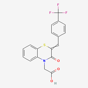 molecular formula C18H12F3NO3S B1307982 2-[3-Oxo-2-[[4-(trifluoromethyl)phenyl]methylidene]-1,4-benzothiazin-4-yl]acetic acid 