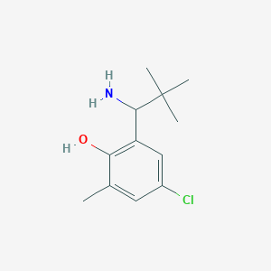 molecular formula C12H18ClNO B13079821 2-(1-Amino-2,2-dimethylpropyl)-4-chloro-6-methylphenol 