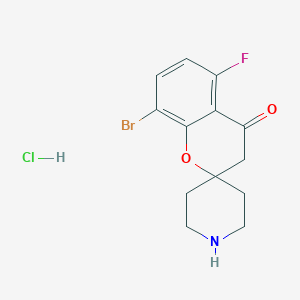 molecular formula C13H14BrClFNO2 B13079926 8-Bromo-5-fluorospiro[chroman-2,4'-piperidin]-4-one hydrochloride 