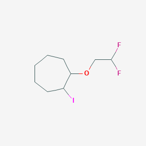 molecular formula C9H15F2IO B13079945 1-(2,2-Difluoroethoxy)-2-iodocycloheptane 